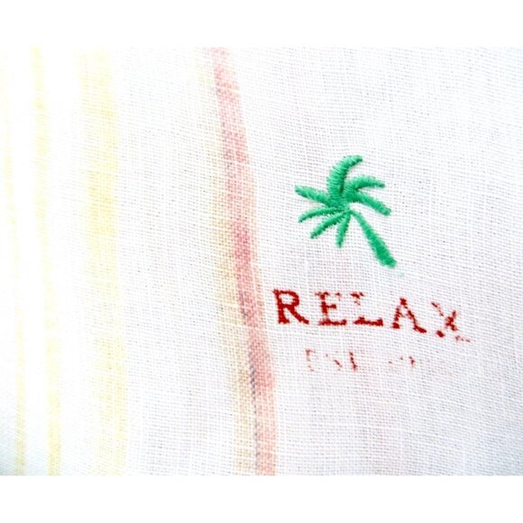 Tommy Bahama Relax 100% Linen Button Front Shirt Striped Ivory Yellow XXL - Picture 5 of 7